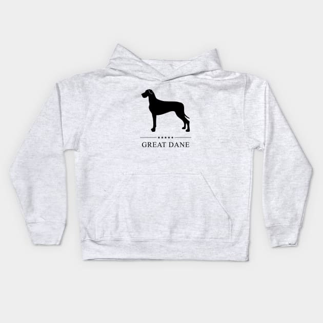 Great Dane Black Silhouette Kids Hoodie by millersye